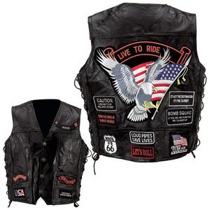 Grande taille dispo S à 7XL Gilet jacket moto en cuir patchwork homme ou femme 