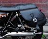 Made In Italie : Sacoche latérale en cuir véritable Avec le support ,couleur Noir  pour moto Triumph Bonneville