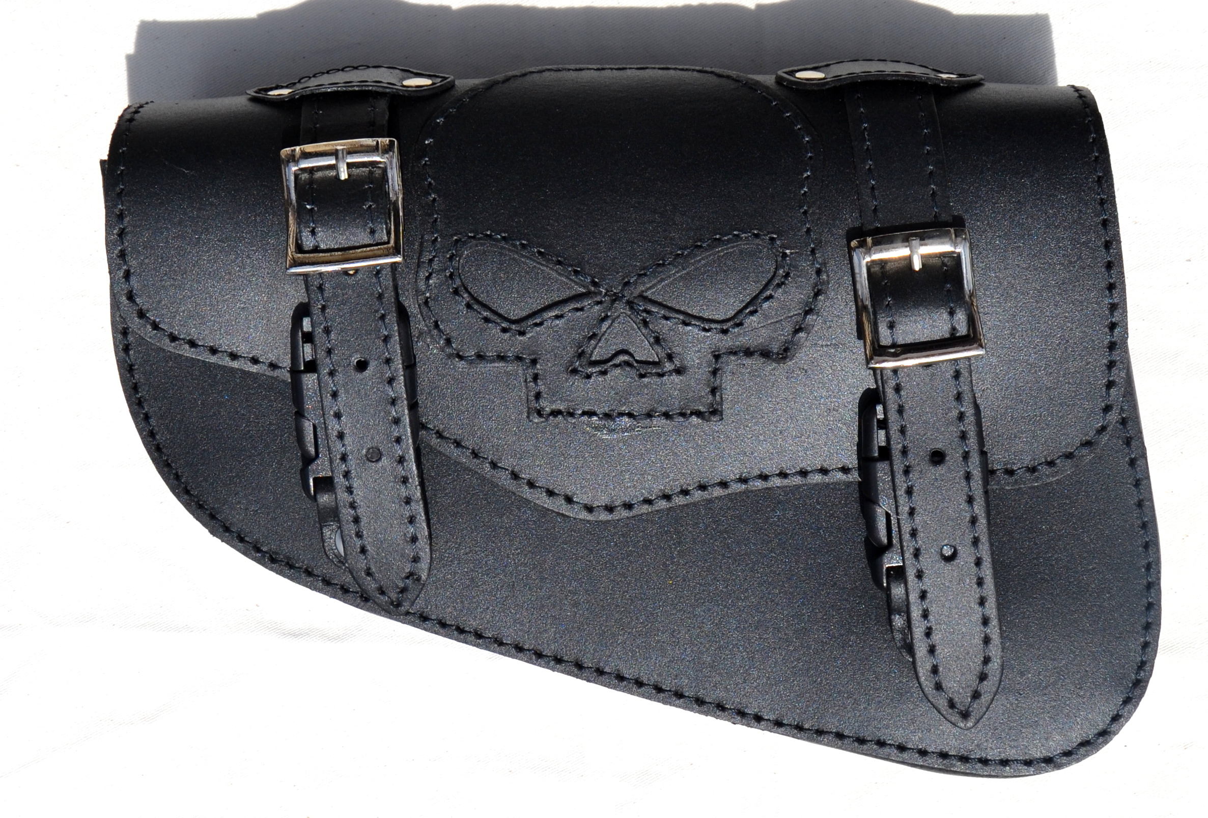 Sacoche Moto En Cuir Synthétique - Sac à Outils Étanche - Fixation Par Sangles - Style Rétro Punk - Noir