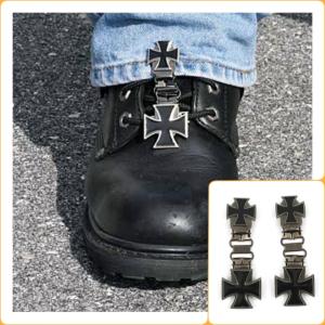 Croix de Malte : Paires d'attaches / Clips pour bas de pantalon spécial moto (évite que le pantalon remonte )