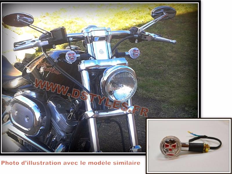 Clignotants moto bullet noir avec sa grille old skool - Moto-Custom-Biker