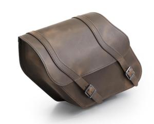 Droit + Gauche : Paire de sacoches cavaliéres en cuir véritable couleur Marron Brun marque Ledrie - 11 litres 