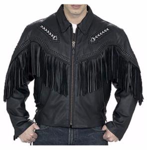 * Sur Commande & sur Mesure * Blouson en Cuir avec Franges Noir (ref 0461A)