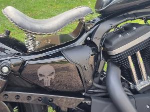 Couvre Réservoir bac à huile en Cuir Noir pour HARLEY DAVIDSON SPORTSTER 