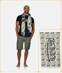 VON DUTCH Chèche voile foulard écharpe  CAMOUFLAGE  CAMO 90X180 cm FLAG/NR
