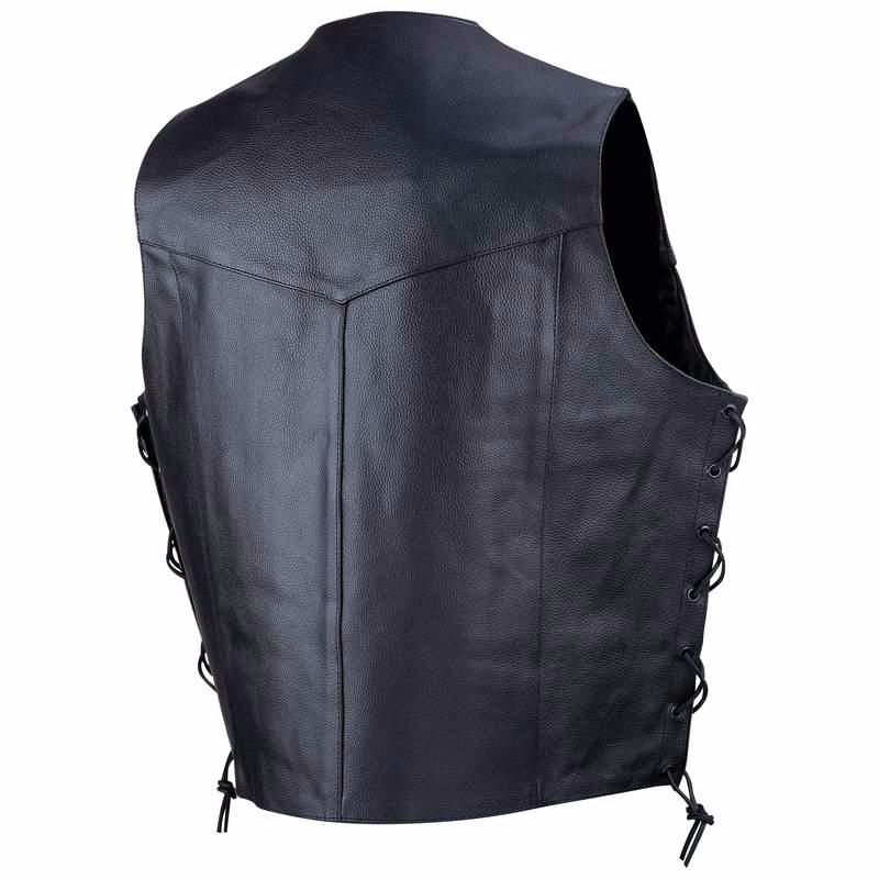 Gilet En Cuir Moto Pour Femme - Noir, Taille S, Avec Lacets Ajustables