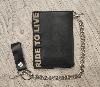 Portefeuille Wallet en Cuir avec chaine motif Aigle Live To Ride / Ride To Live