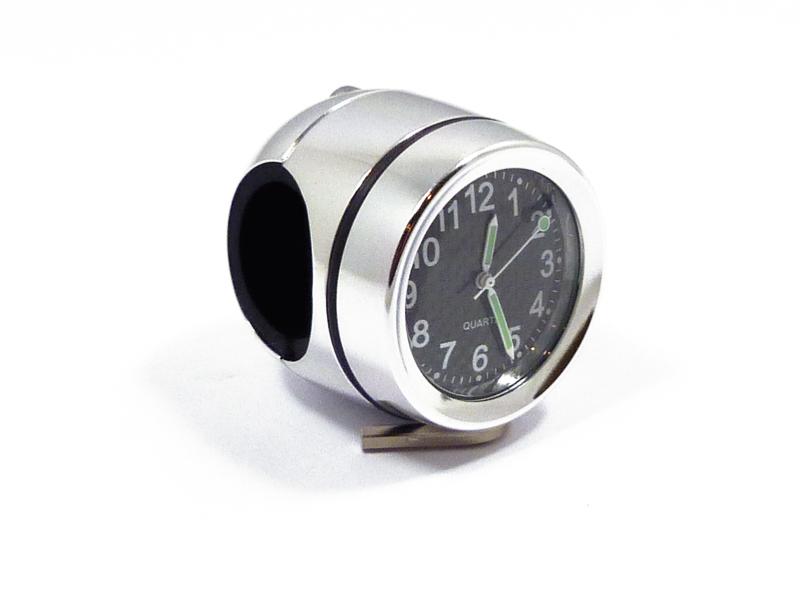 HORLOGE DE GUIDON CHROME NOIR MOTO SCOOTER