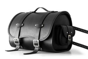 Made In Italie : Grosse Sacoche / Sac / Malle  en Cuir véritable couleur Noir pour moto custom ou trike