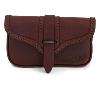 Made In Italie : Sacoche pochette pour ceinture en Cuir véritable Couleur Marron Foncé