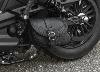 Made In Italie : Sacoche latérale en cuir véritable couleur Noir effet ridé pour moto Indian Scout 