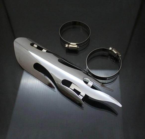 Pare-chaleur échappement Moto - Acier Inoxydable Argenté - Pinces Réglables - Pour Harley, Suzuki, Cruiser... - 11