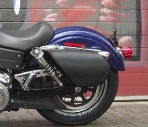 LEDRIE - Sacoche latérale en Cuir NOIR pour Harley DYNA  