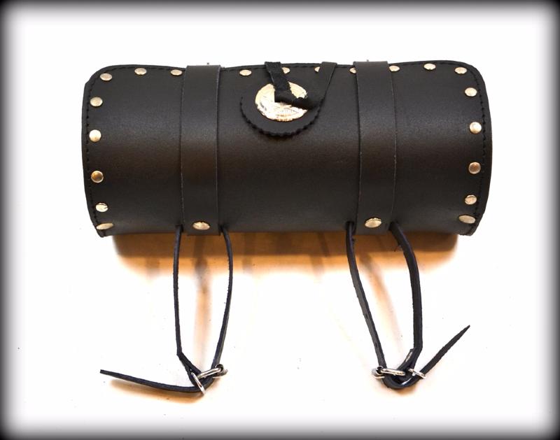 Sacoche à outils Rool bag de fourche en Cuir ROND Simple couleur Noir