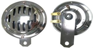 Klaxon / Avertisseur sonore 12v Chrome diamètre 10 cm en métal ( moto quad trike )