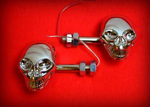 Paire de Clignotants Tête de Mort Chrome & Diodes
