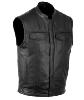 Gilet jacket en Cuir de Vachette - Col Rond Mao 