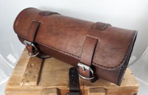Made In France - Sacoche de fourche Rool Bag en Cuir véritable couleur Marron Antique 