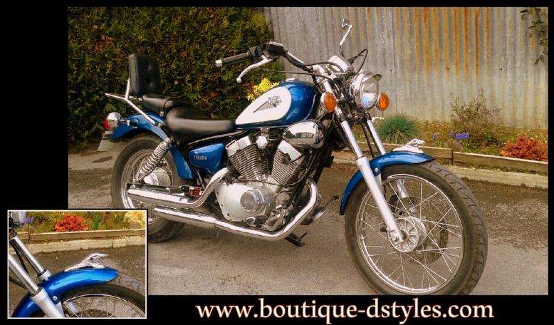 Tête d'Aigle d'ornement Noir & Chrome pour garde boue moto custom trike shadow
