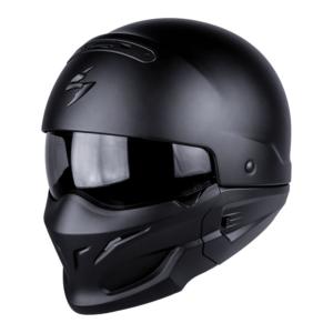 Casque modulable SCORPION EXO-COMBAT EVO SOLID  NOIR MAT  - HOMOLOGUE CE / Mâchoire amovible pour faire un Jet 