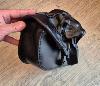 Sacoche en Cuir véritable fabrication Française Tête de Mort SKULL en relief  pour Harley Sportster ou autres motos custom
