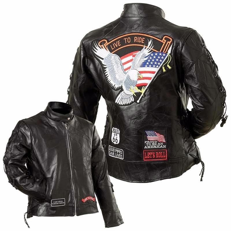 Gilet jacket en cuir patchwork idéal biker country custom M L XL XXL XXXL 