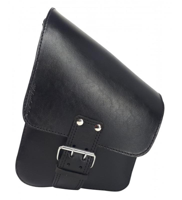 Made In France - Sacoche lat?�rale en Cuir v?�ritable Big fermeture Noir pour moto Custom