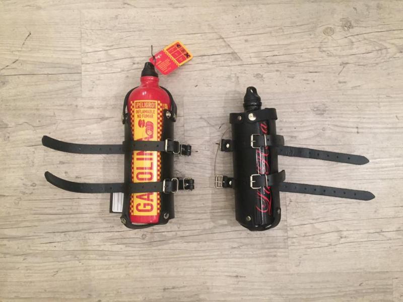 Porte-bouteille D'essence En Cuir Pour Moto GZM - Pour Bouteille De 1,5 Litre, Avec Attaches Incluses, Couleur Cuir Naturel
