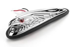 Highway Hawk Ornement / Figurine Moto " Tête d'aigle " + éclairage des yeux longueur 12cm couleur chrome