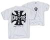 West Coast Choppers WCC :  T-shirt couleur Blanc avec Croix de Malte Noire 100% coton 