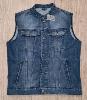 Gilet en jean sans manches denim couleur bleu col mao 