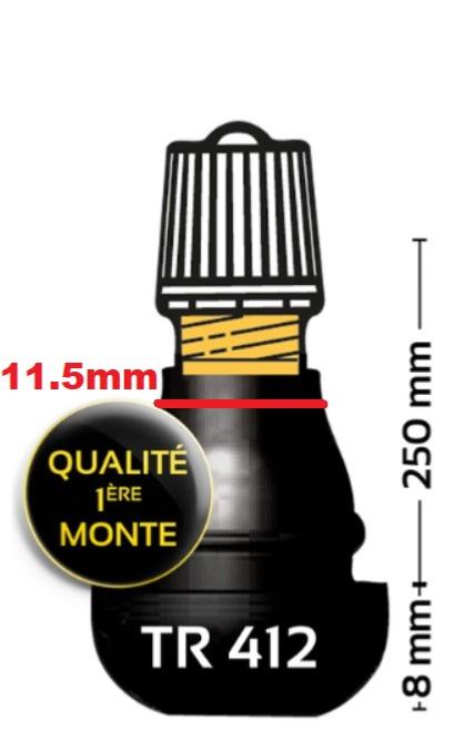 Valves Caoutchouc TR412 Lot De 4 - 35 Mm Pour Pneus Voiture, Max 4.5 Bar