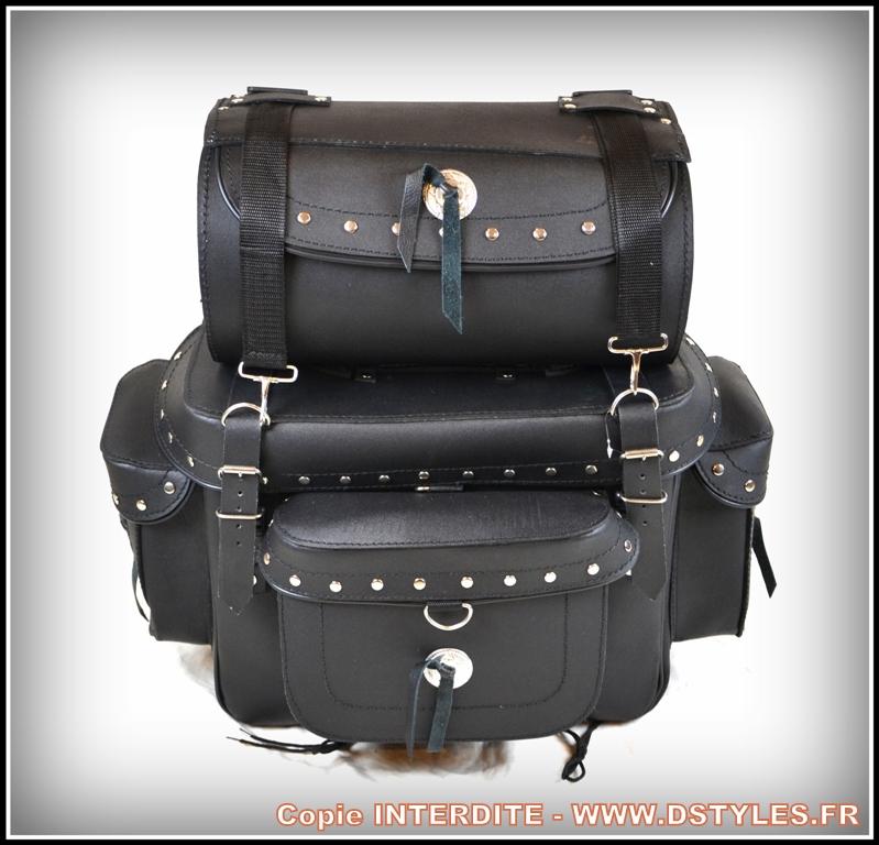 Sac pour sissi bar en Cuir rouleau amovible avec clous pour moto
