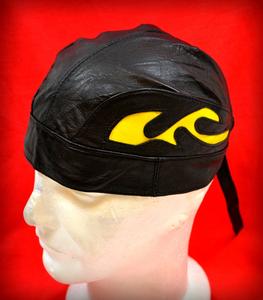 Bonnet / Bandana / zandana en Cuir - Flamme JAUNE