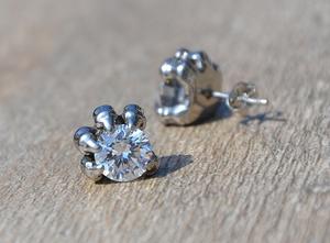 Paire de Boucles d'oreille Griffes / Big Strass En Acier Inoxydable