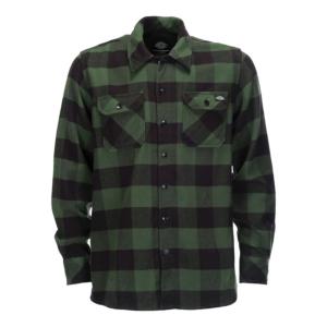 DICKIES : Chemise à carreaux en coton , Noire & Vert - Sacramento