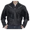 * Sur Commande & sur Mesure * Blouson en Cuir avec Franges Noir (ref 0461A)