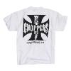 West Coast Choppers WCC :  T-shirt couleur Blanc avec Croix de Malte Noire 100% coton 