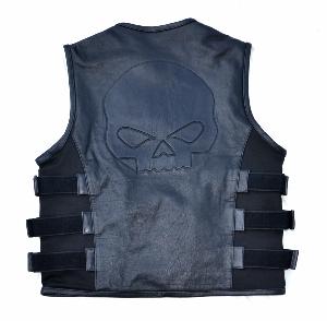 Gilet en Cuir de Vachette - Style pare balle / Swat Tête de Mort SKULL