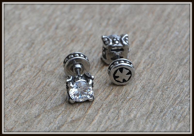 Boucles D'oreille Strass & Croix De Malte – Style Punk Biker Goth – REF 700