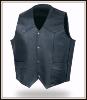 RM : Gilet Jacket en Cuir de Vachette Simple Modèle SANS lacets couleur Noir col V 