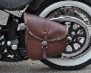 Marron Foncé - Sacoche latérale en Cuir véritable pour bras oscillant de moto custom cadre rigide 