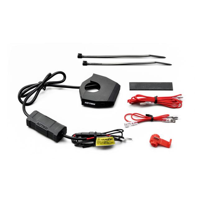 BIHR - Prise Chargeur USB - Fixation Guidon Moto Scooter - Câble