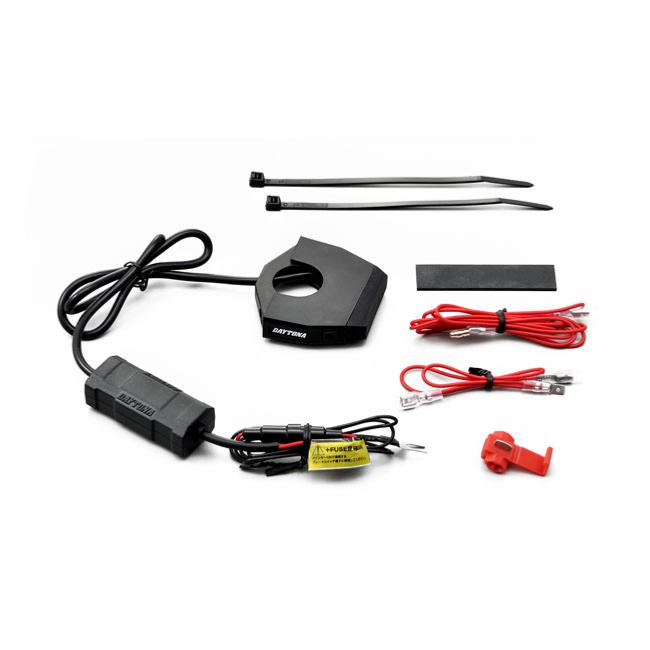 Chargeur discret double port usb pour guidon 22mm et 25mm couleur noir (  moto trike scooter quad )