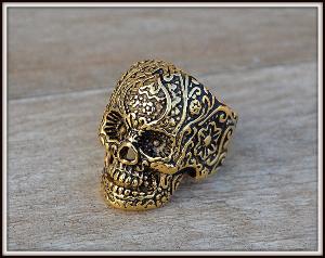 Bague Chevalière en Acier Inoxydable - Téte de Mort / Couleur OR