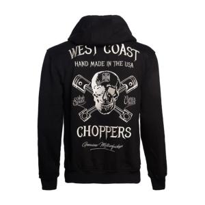 West Coast Choppers WCC: Veste Gilet zippé Noir Tète de Mort SKULL Piston 
