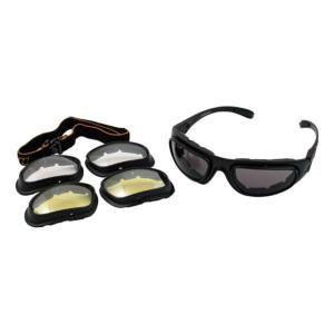 HELLY BIKER paire de lunette spéciale moto carreaux interchangeables Noir Jaune ou clair élastique amovible 