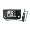 LUCKY 13 - Portefeuille en Cuir véritable avec chaine  Couleur Noir SKULL