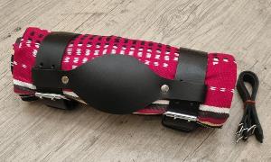 Porte / support couverture en Cuir véritable Noir  + Couverture style Mexicaine pour Bikers
