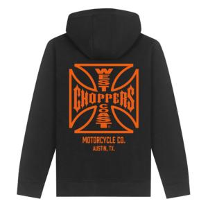 West Coast Choppers WCC: Veste Gilet zippé Noir Croix de Malte Orange